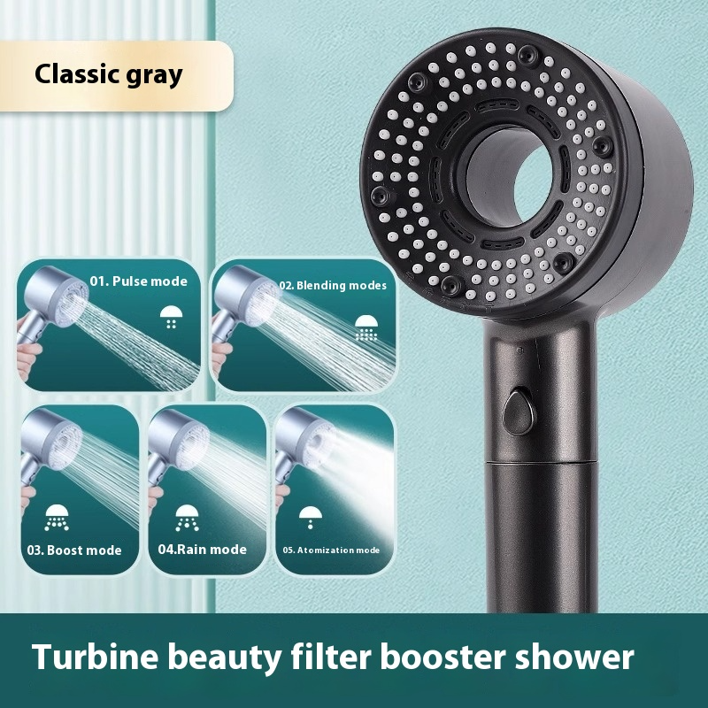 Turbine beauty filter booster shower head with mode indicators.