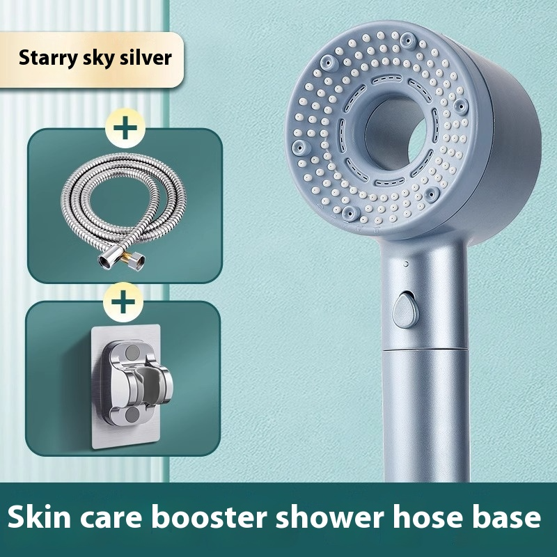 Skin care booster shower hose base with accessories.