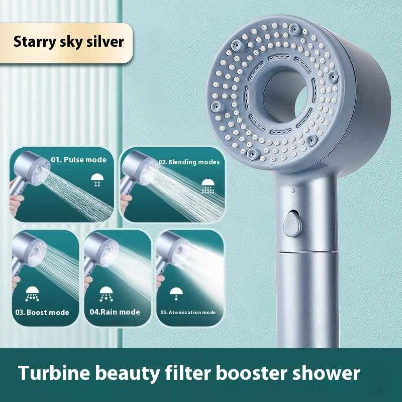 Turbine beauty filter booster shower head with mode indicators.