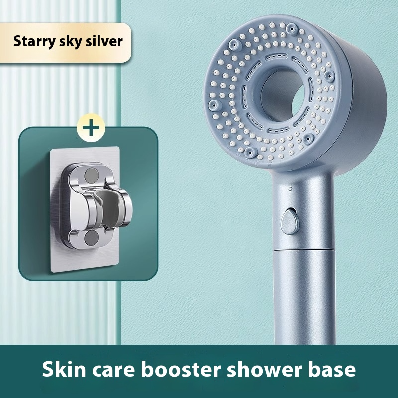 Skin care booster shower base with starry sky silver finish.