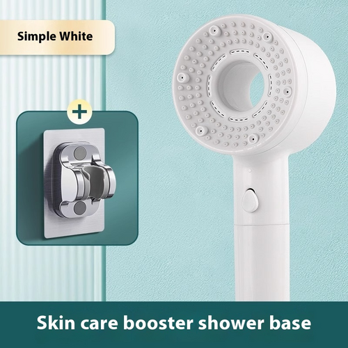 Skin care booster shower base with a shower head.