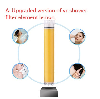 Shower filter element with lemon flavor.